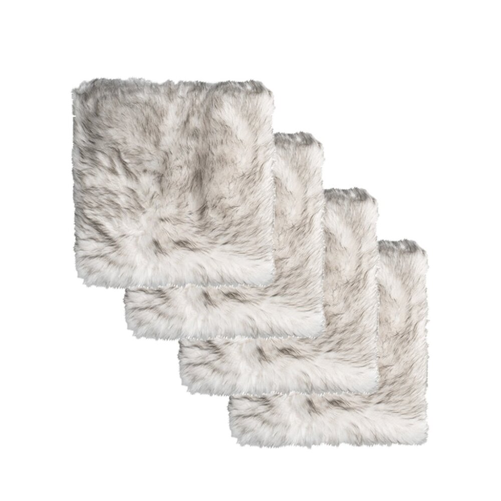 Luxe Home Decor Laredo Faux Sheepskin Chair Pad | 4-Piece | Grey | 17"x17"